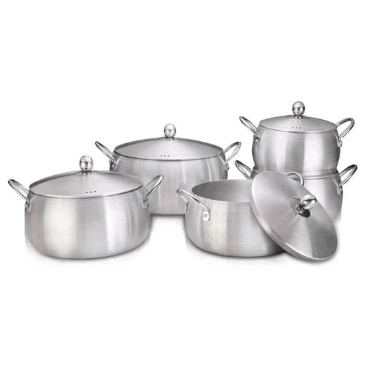 5 Pcs Set Aluminium Deep Cooking Pots with Different Sizes